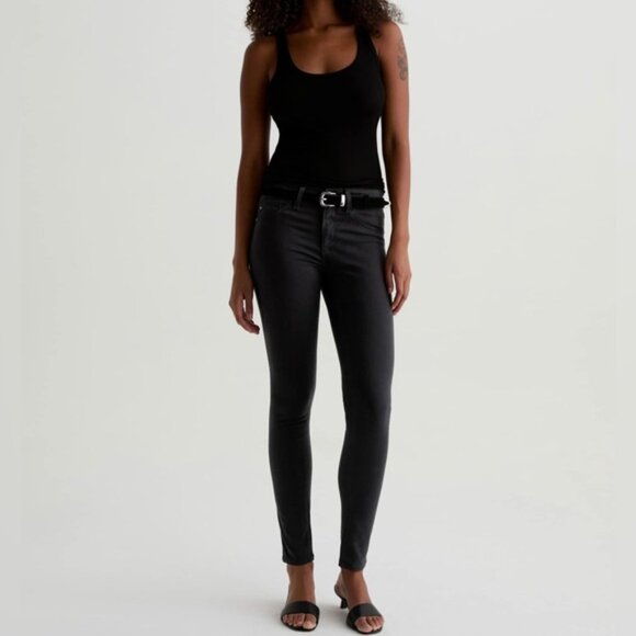 AG Adriano Goldschmied Legging Ankle Super Skinny Black Denim Jeans Sz 32R - Picture 1 of 13